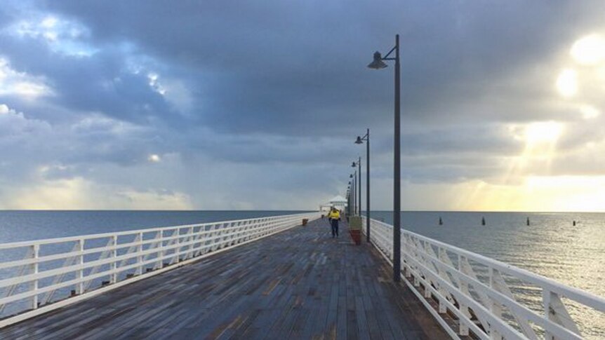 Early morning on the revitalised wooden Shorncliffe Pier.