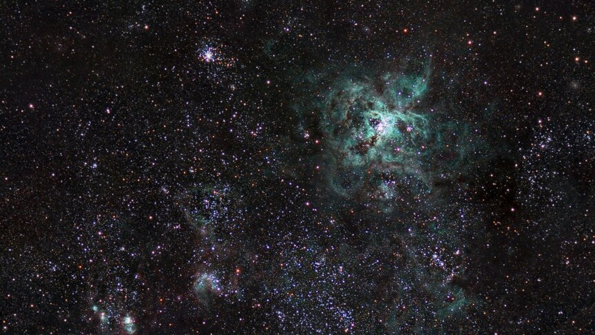 Greeny-coloured cluster of stars