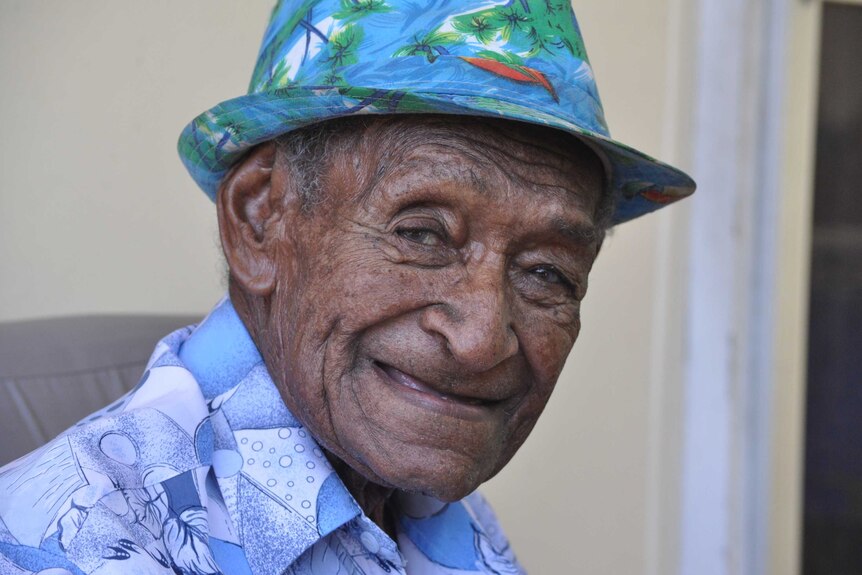 A close-up photo of an  older Torres Strait Islander man