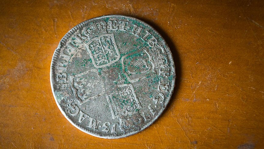 Coin dated 1713, found at Surprise Bay