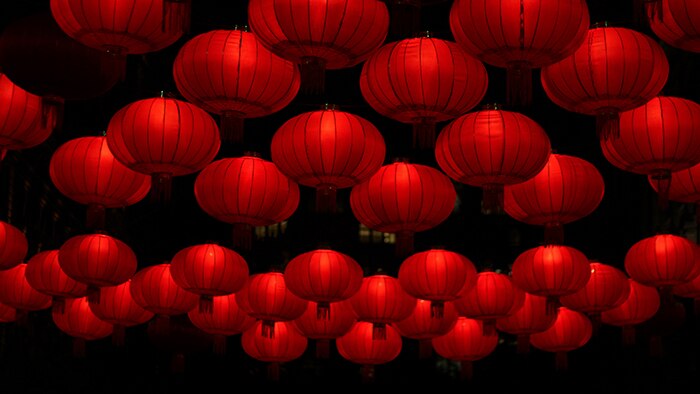 Red lantern decorations during Chinese New Year.