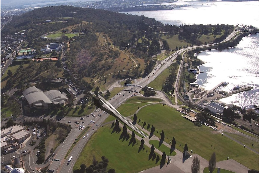 Tasman Highway Memorial Bridge, aerial impression