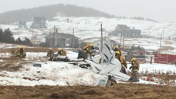 The site of the plane crash in Havre-aux-Maison on Quebec's Magdalen Islands,