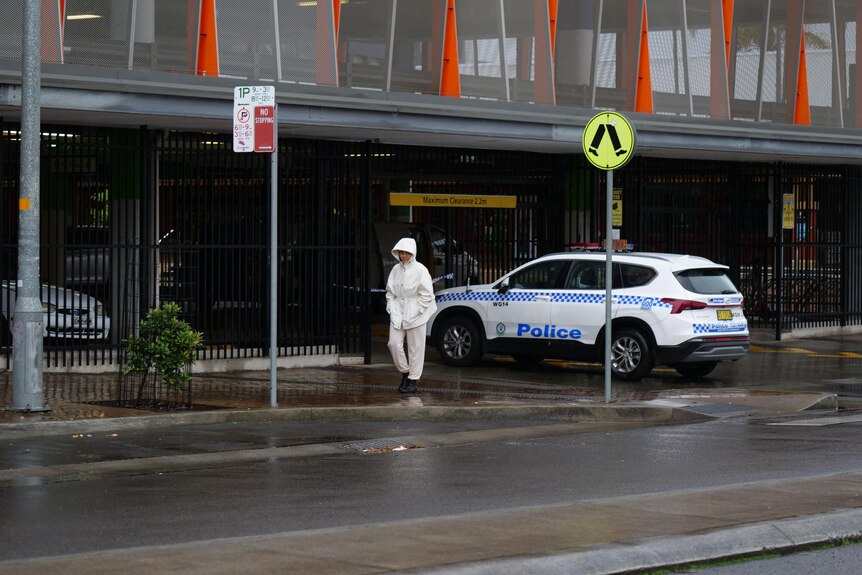 image of police car in front of carpark
