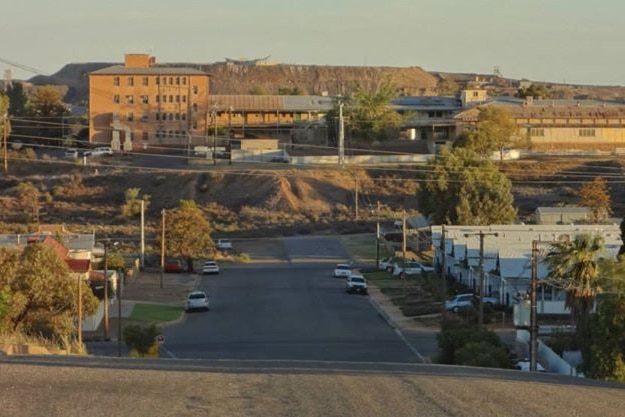 Broken Hill viewed from the north, looking past the local hospital and towards the Line of Lode.