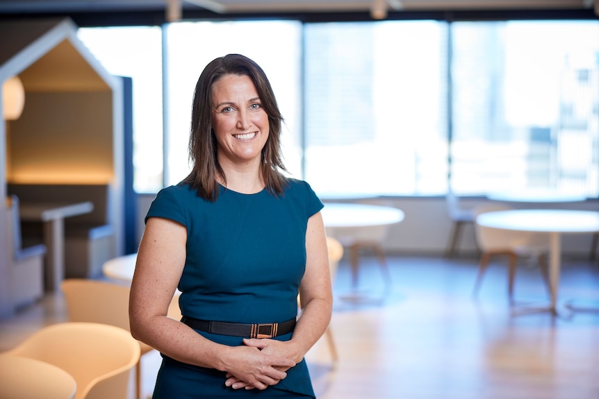 ATO deputy commissioner Rebecca Saint standing in the ATO Melbourne office at Docklands. 