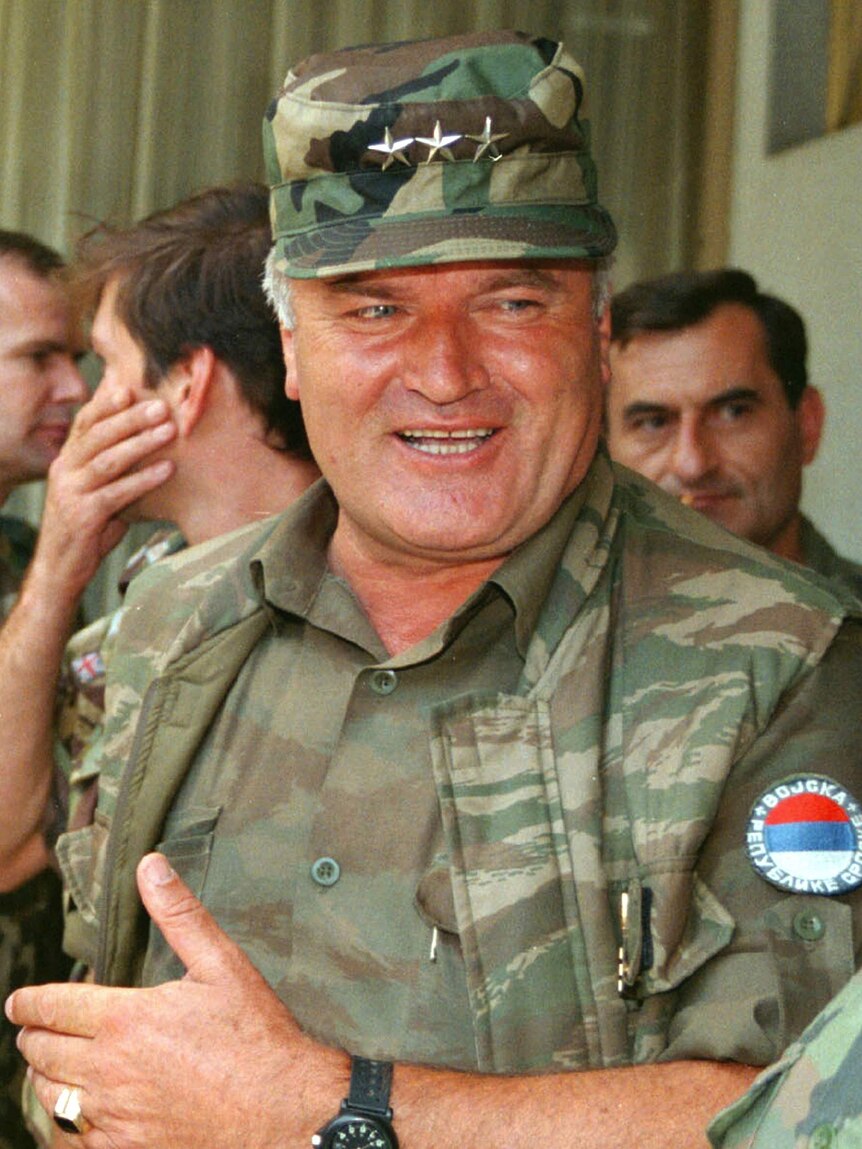 Former Bosnian Serb wartime Commander Ratko Mladic in military uniform