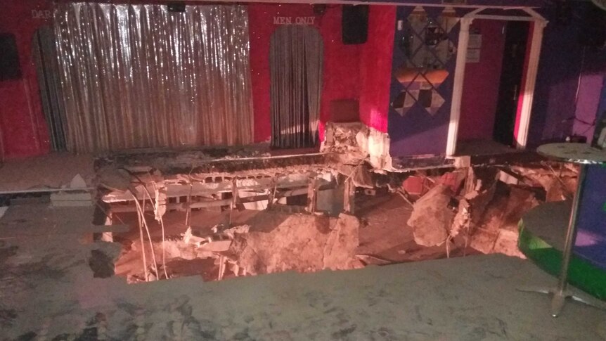 A collapsed floor in a Tenerife nightclub.