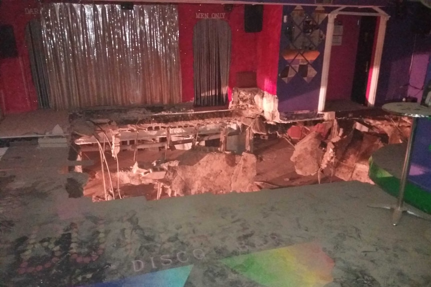 A collapsed floor in a Tenerife nightclub.