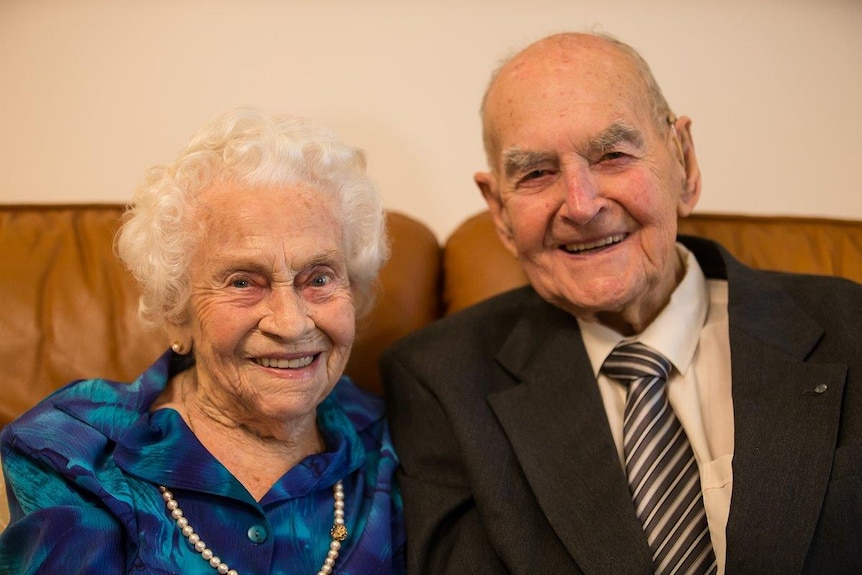100-year-old Canberra residents George and Iris Barlin.