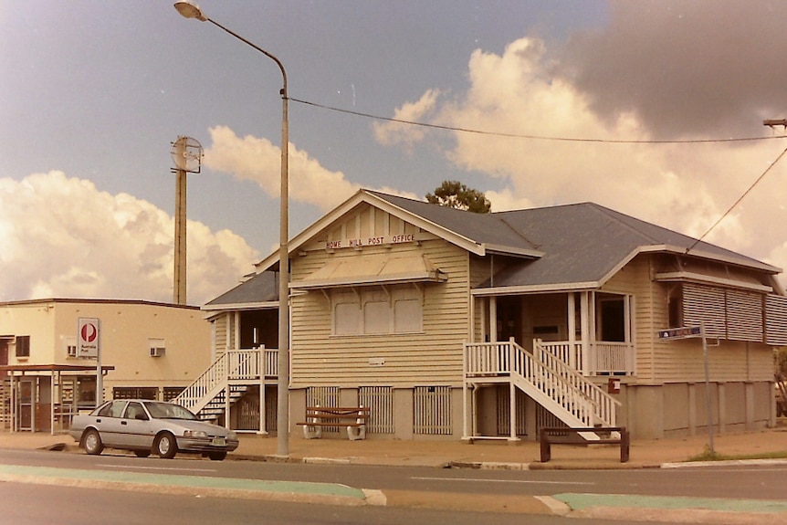 The Home Hill Post Office photographed in 1980 shows an old Queenslander as a post office.