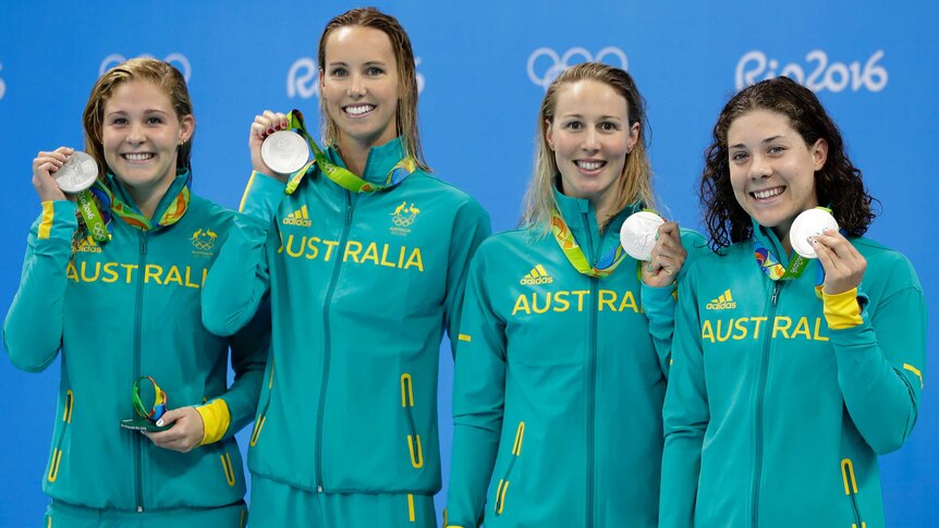 Australia's women's 4x200m freestyle relay team gets silver