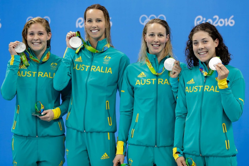 Australia's women's 4x200m freestyle relay team gets silver