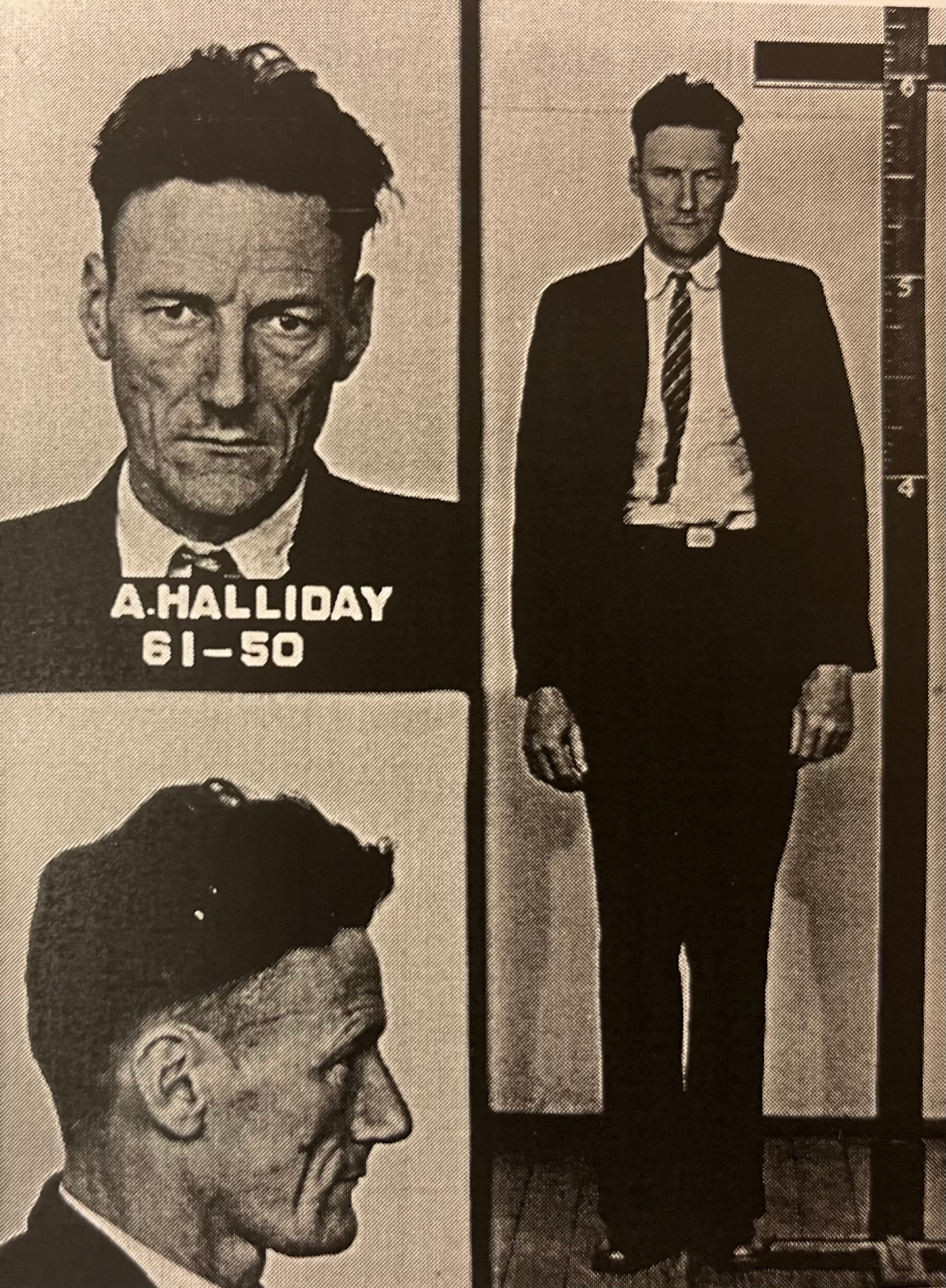 Arrest photos of an A Halliday.
