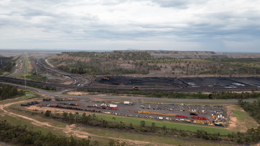 An wide overhead shot of a coal mine.