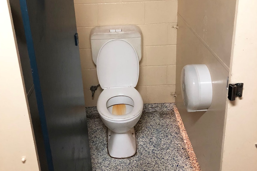 Child toilet cubicle in a toilet block at Springwood Road State School, south of Brisbane, on June 13, 2018.
