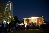 Crowds queue up for a venue in the Garden of Unearthly Delights during the Adelaide Fringe Festival