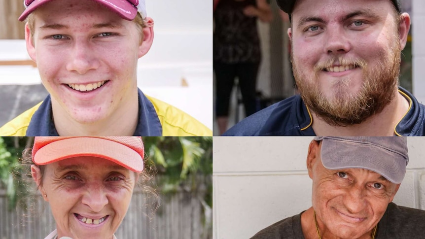 A collage of four people involved in the Townsville floods.