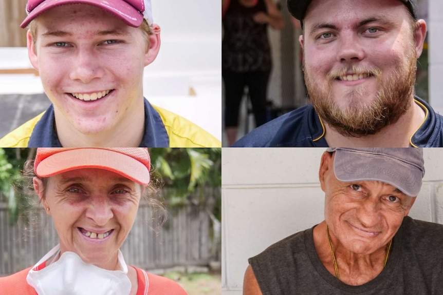 A collage of four people involved in the Townsville floods.