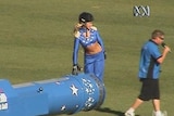 Accident ... Stephanie Smith overshot her target during a performance in Adelaide.