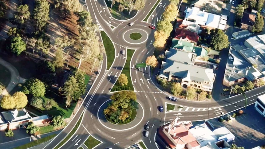 Ariel view of artists impression of the Britannia roundabout, Adelaide