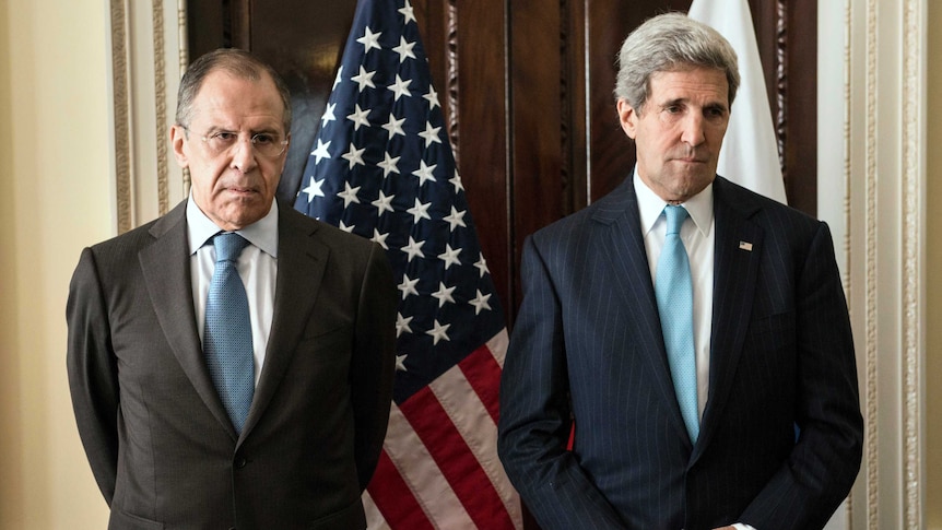 Russian foreign minister Sergei Lavrov and US secretary of state John Kerry