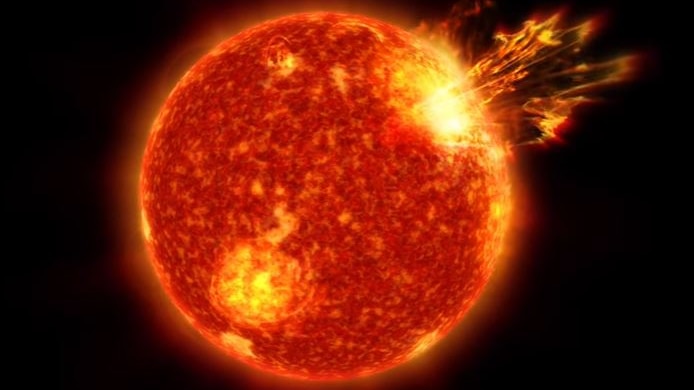 Solar storms from sun explosions