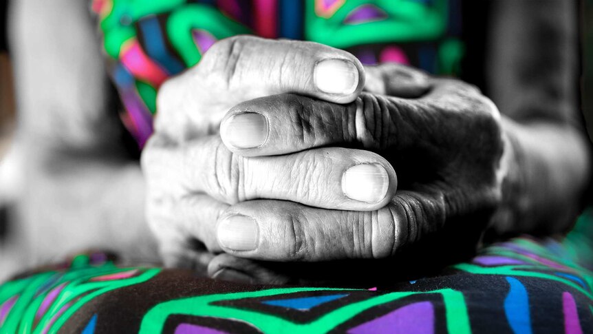Hands of elderly person for a story about identifying depression in elderly relatives.