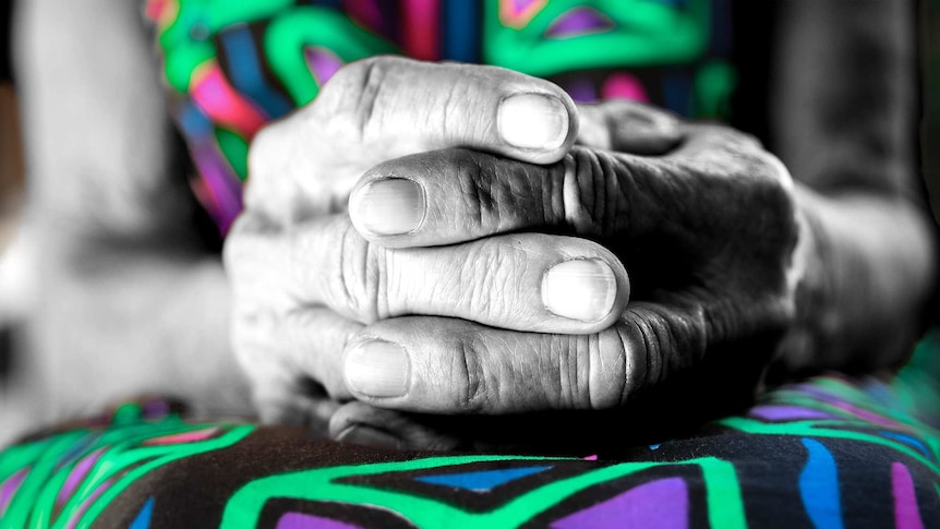 Hands of elderly person for a story about identifying depression in elderly relatives.