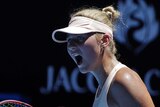 Marta Kostyuk celebrates win over Olivia Rogowska at Australian Open