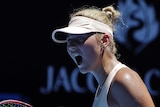 Marta Kostyuk celebrates win over Olivia Rogowska at Australian Open