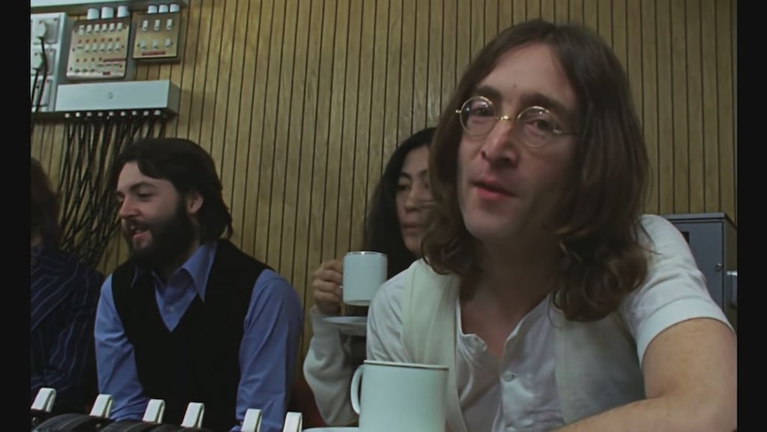 A screenshot of the Beatles Get Back film