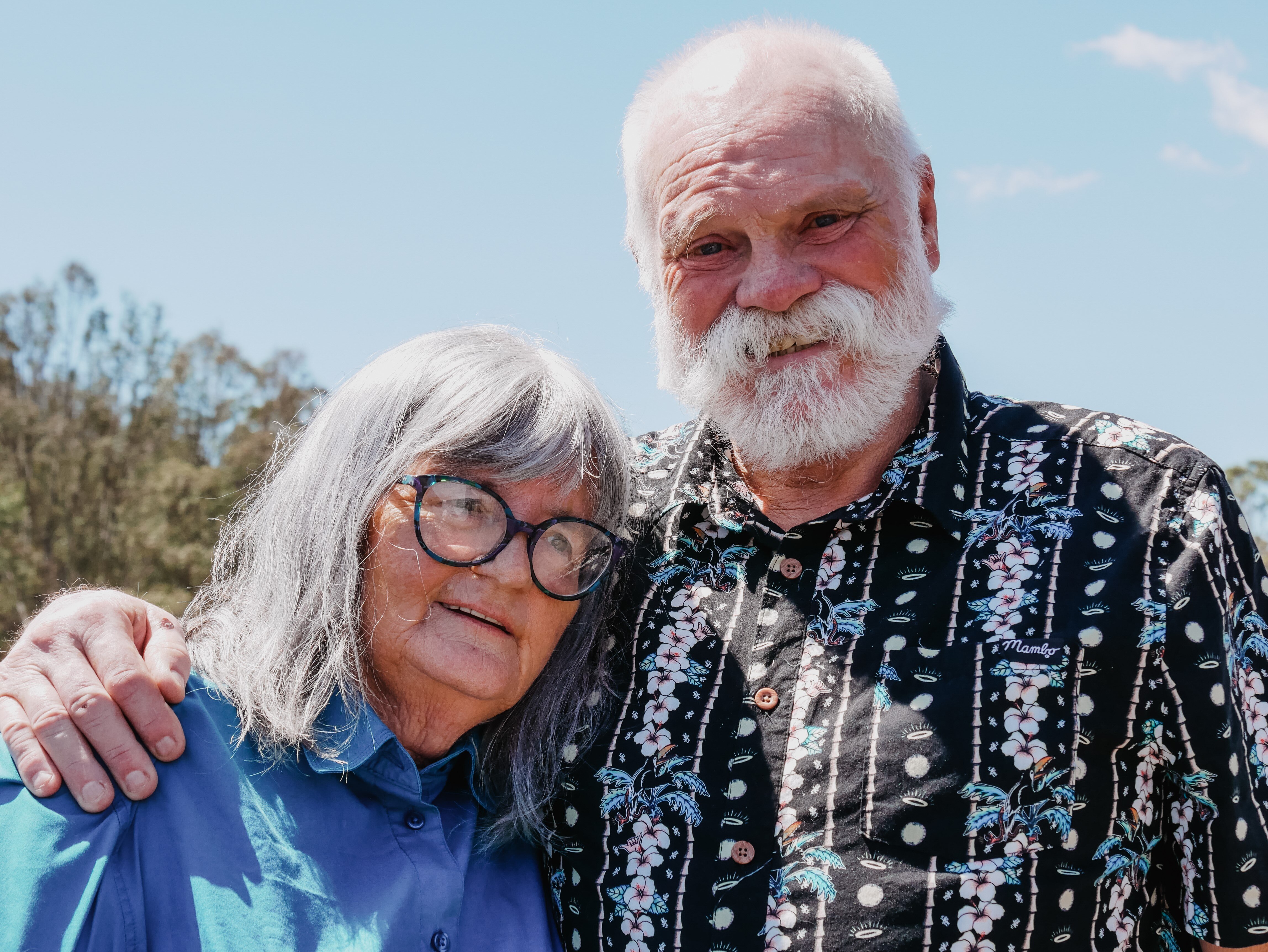 An elderly man and woman