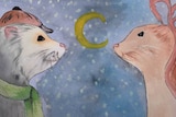 Phil (L) and Jane (R) from William Reimer's debut anti-bullying book A Ferret Named Phil.