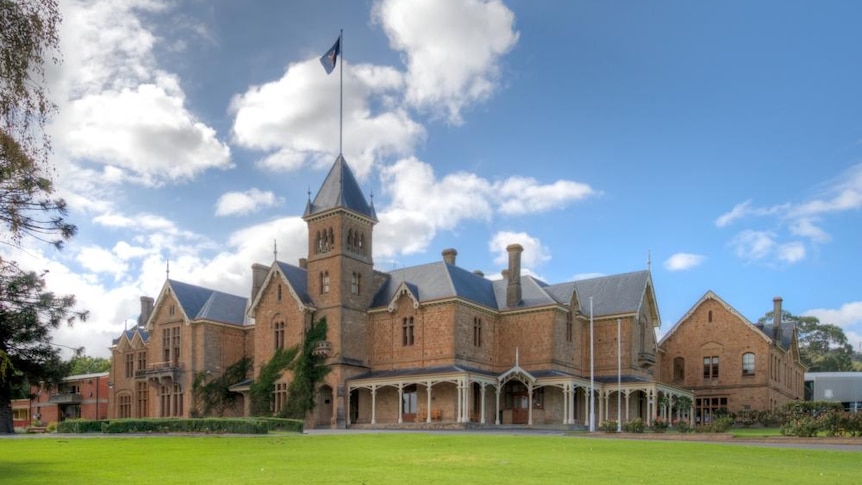 The front of a building at Scotch College in Adelaide