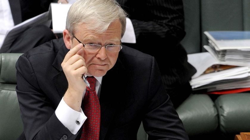 Prime Minister Kevin Rudd speaks to (then) opposition leader Malcolm Turnbull