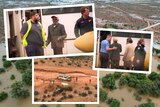 A montage of pictures of flood scenes