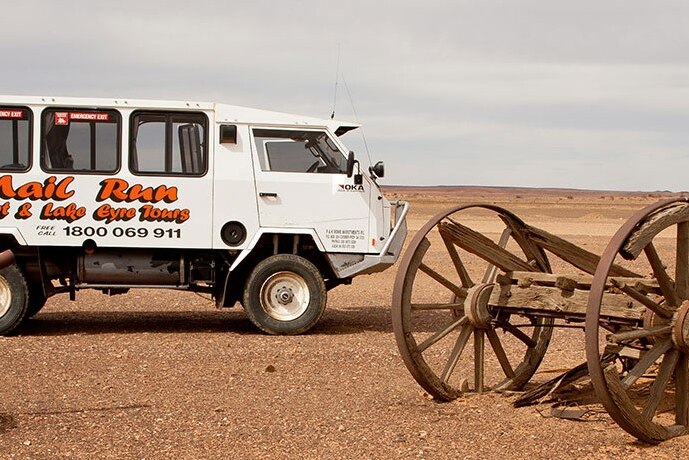Rowie also offers a unique outback experience for tourists who ride along with him on his mail route from Oodnadatta to William Creek.