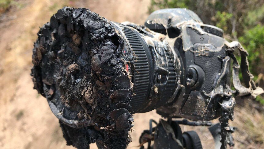 A NASA photographer's melted camera.