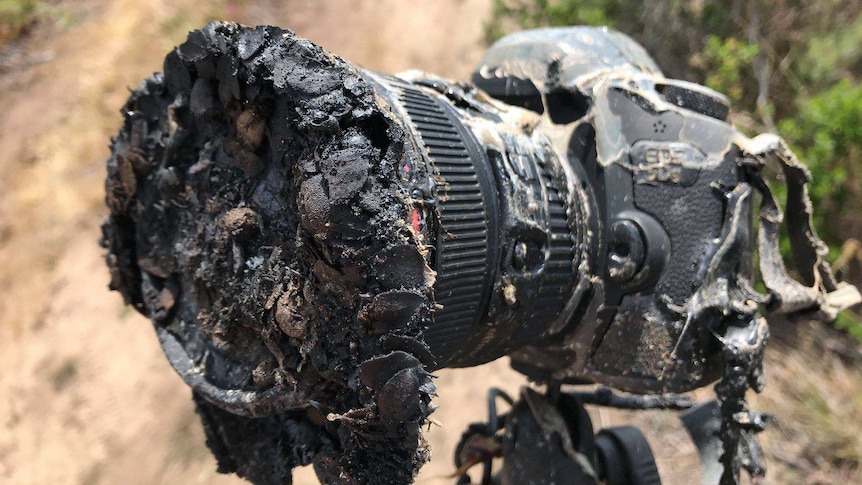 A NASA photographer's melted camera.