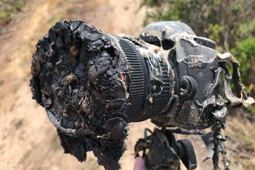 A NASA photographer's melted camera.