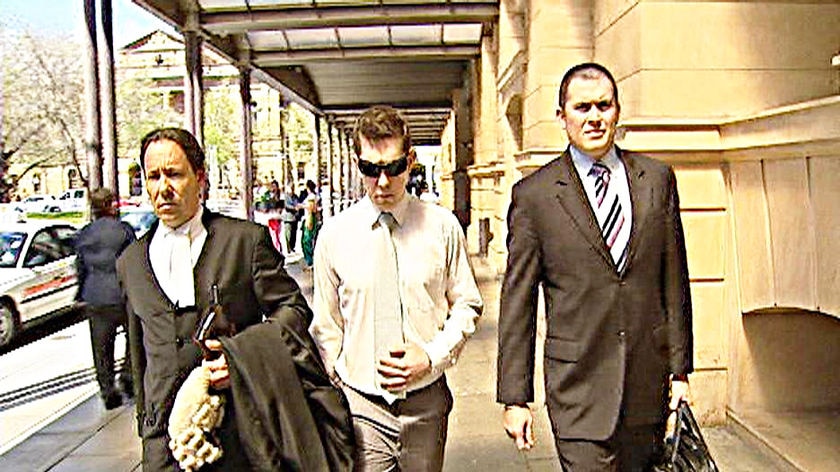 Police officer Andrew Robert Macdonald Storr (centre) pleads guilty to sex charges
