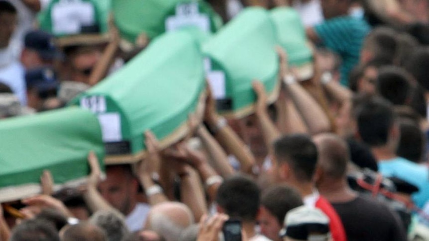 Mass burial near Srebrenica