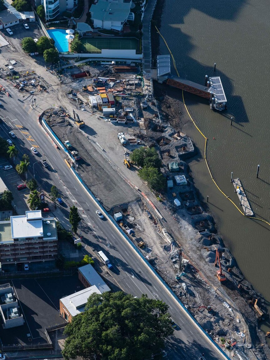 Aerial of Kingsford Smith Drive roadworks