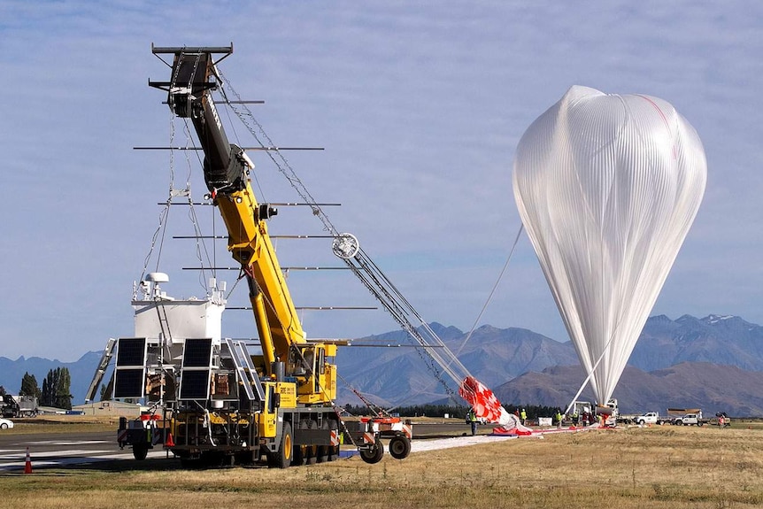 Super pressure balloon just before launch from Wanaka Airport in New Zealand on March 27, 2015