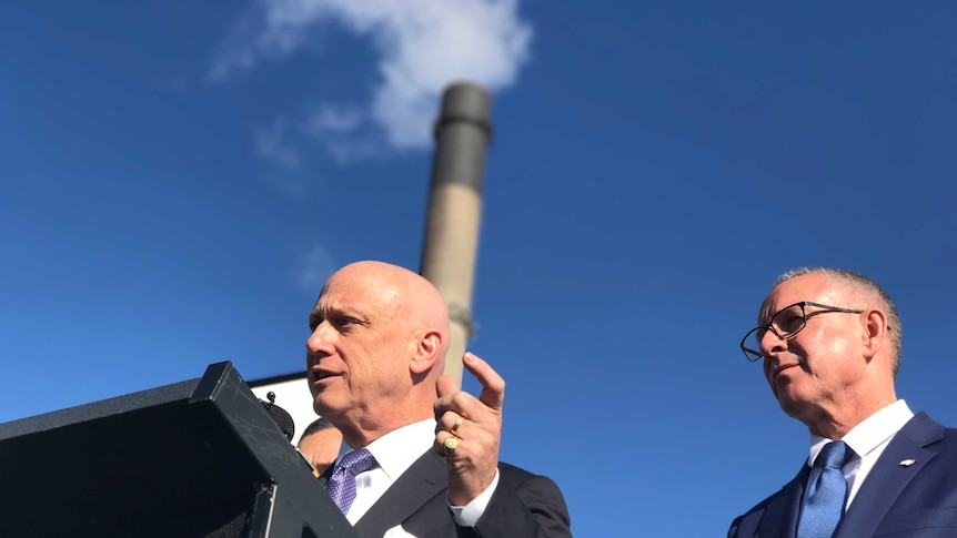 Premier Jay Weatherill and AGL's managing director Andy Vesey at Torrens Island.