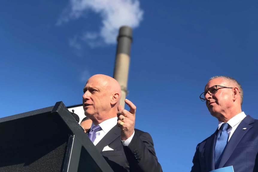 Premier Jay Weatherill and AGL's managing director Andy Vesey at Torrens Island.