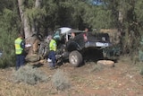 The scene of the car crash in which three males were killed this morning.