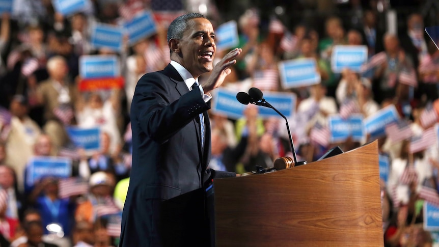 Small boost ... Barack Obama leads rival Mitt Romney by four percentage pointsention speech