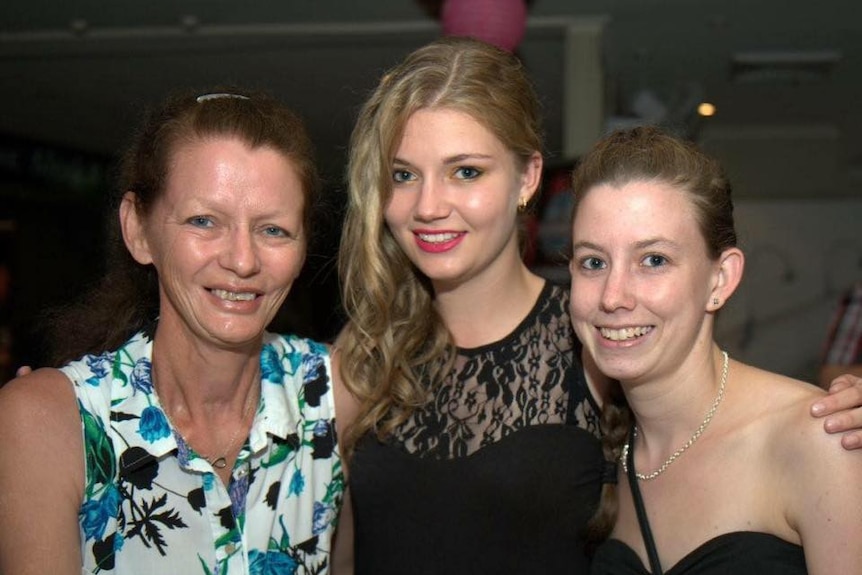 Karin Tritton and her daughters Makayla (centre) and Tarmeka (right).